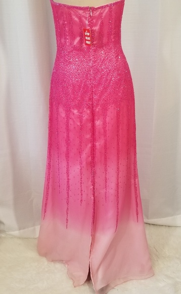 Special occasion Prom Strapless Pink Beaded Dress. M - Picture 3 of 8